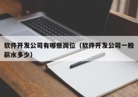 软件开发公司有哪些岗位（软件开发公司一般薪水多少）