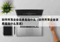 软件开发企业资质是指什么（软件开发企业资质是指什么意思）