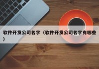 软件开发公司名字（软件开发公司名字有哪些）