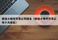 微信小程序开发公司排名（微信小程序开发公司十大排名）